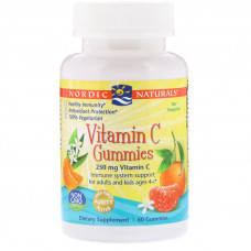 Вітамін С жувальний, Vitamin C Gummies, Nordic Naturals, мандарин, 250 мг, 60 цукерок