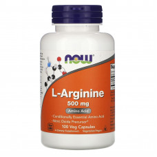 L-аргінін, L-Arginine, Now Foods, 500 мг, 100 вегетаріанських капсул