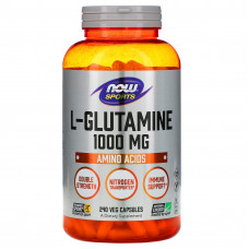 L-глютамін, L-Glutamine, Now Foods, Sports, подвійна сила, 1000 мг, 240 вегетаріанських капсул