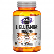 L-глютамін, L-Glutamine, Now Foods, Sports, подвійна сила, 1000 мг, 120 вегетаріанських капсул