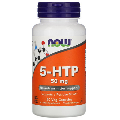 5-HTP, 5-гідрокситриптофан, 5-HTP, NOW Foods, 50 мг, 90 вегетаріанських капсул
