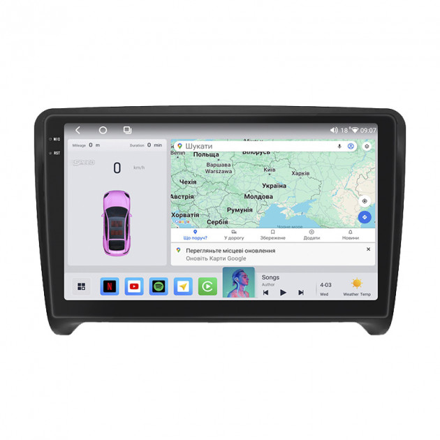 Штатная магнитола Lesko для Audi TT II (8J) 2006-2010 экран 9" 4/64 QLED CarPlay 4G Wi-Fi GPS 360 Prime