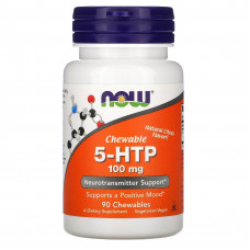 5-HTP (5-гідрокситриптофан), 5-HTP, Now Foods, цитрусовий смак, 100 мг, 90 жувальних таблеток