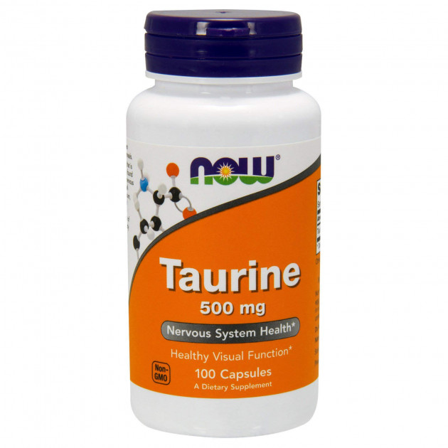 Таурин, Taurine, Now Foods, 500 мг, 100 вегетаріанських капсул