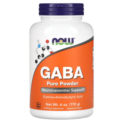 Гамма-аміномасляна кислота, GABA, Now Foods, чистий порошок, 170 г