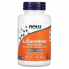 L-карнітин, L-Carnitine, Now Foods, чистий порошок, 85 г