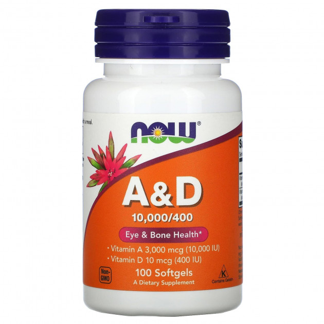 Вітаміни А та D, Vitamins A&D, Now Foods, 100 гелевих капсул