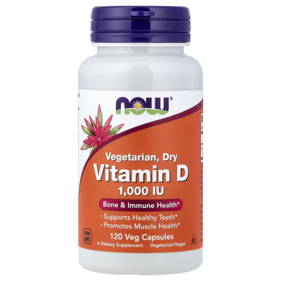 Вітамін D2, Vitamin D, NOW Foods, сухий, 1000 МО (25 мкг), 120 вегетаріанських капсул