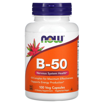 Вітаміни групи В-50, B-50, NOW Foods, комплекс, 100 вегетаріанських капсул