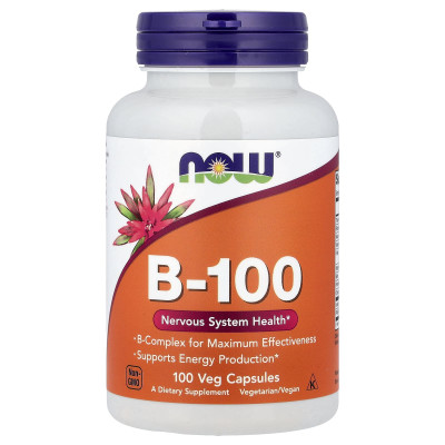 Комплекс В-100 для нервової системи, B-100, NOW Foods, 100 вегетаріанських капсул