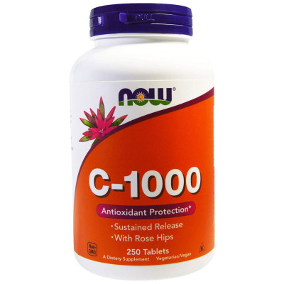 Вітамін С-1000, Vitamin C, Now Foods, 250 таблеток