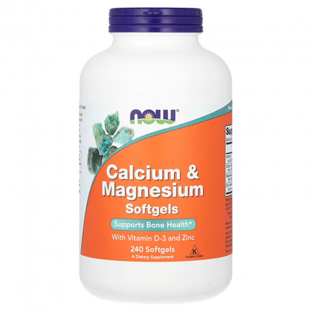 Кальцій та магній, Calcium & Magnesium, Now Foods, з вітаміном D-3 та цинком, 240 гелевих капсул