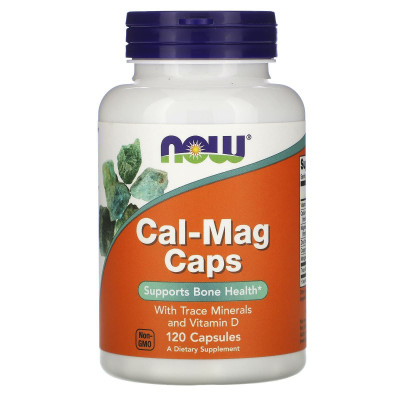 Кальцій та магній, Cal-Mag Caps, Now Foods, з мікроелементами та вітаміном D, 120 капсул