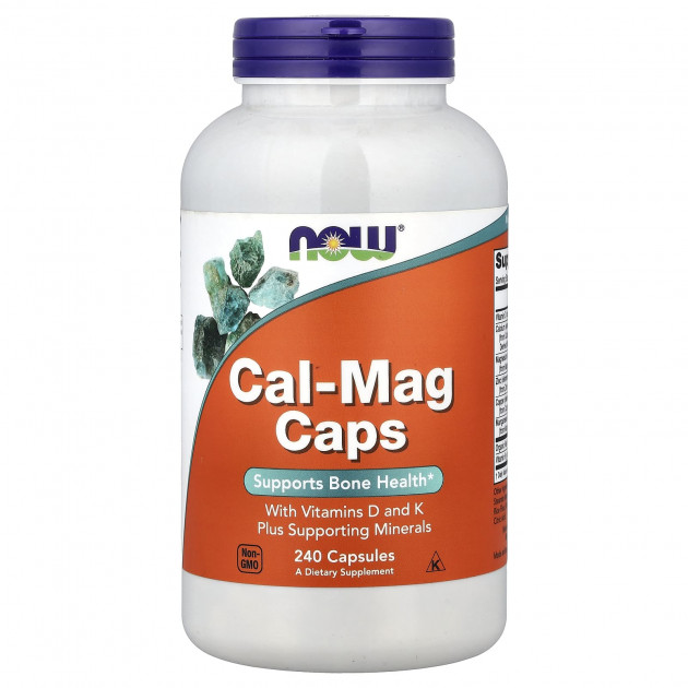 Кальцій та магній, Cal-Mag Caps, Now Foods, з мікроелементами та вітаміном D, 240 капсул