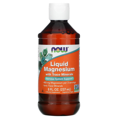 Магній, Magnesium, Now Foods, з концентрату мікроелементів, рідкий, 237 мл