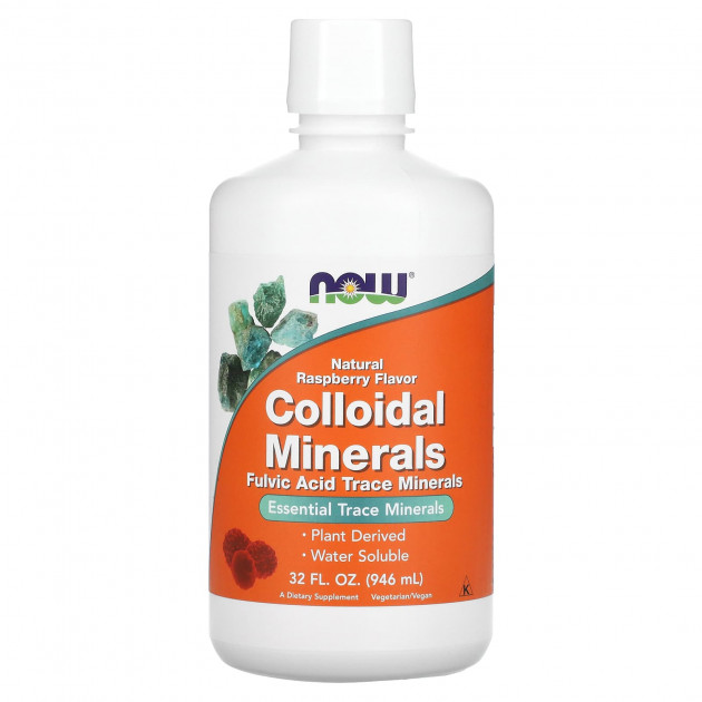 Колоїдні мінерали, Colloidal Minerals, Now Foods, смак малини, 946 мл