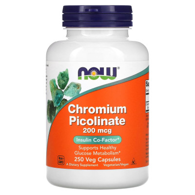 Хром піколінат, Chromium Picolinate, Now Foods, 200 мкг, 250 капсул