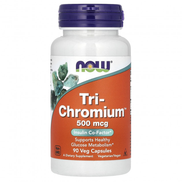 Хром, Tri-Chromium, Now Foods, 500 мкг, 90 вегетаріанських капсул