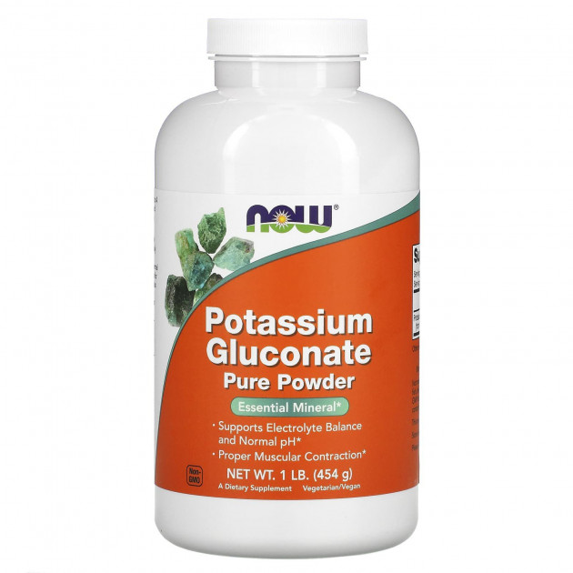 Калію глюконат, Potassium Gluconate, Now Foods, чистий порошок, 454 г