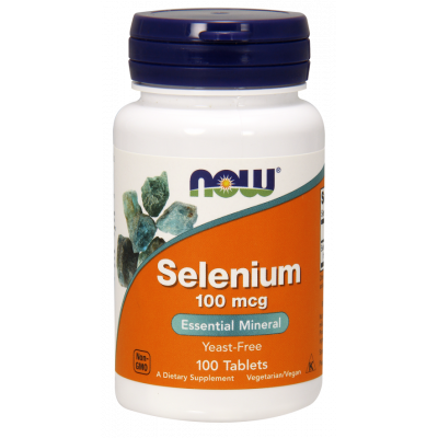 Селен, Selenium, Now Foods, без дріжджів, 100 мкг, 100 таблеток