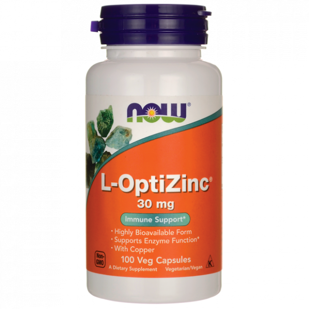 ОптіЦинк, L-OptiZinc, Now Foods, 30 мг, 100 вегетаріанських капсул