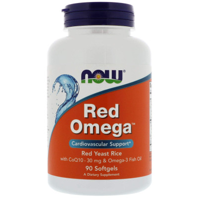 Червоний рис, омега, Q10, Red Omega, Now Foods, 90 гелевих капсул