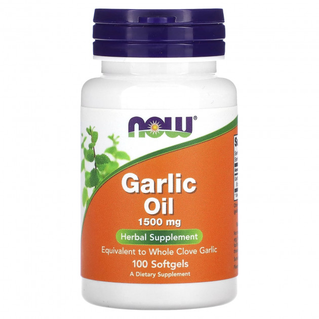 Часникова олія, Garlic Oil, Now Food, 1500 мг, 100 капсул