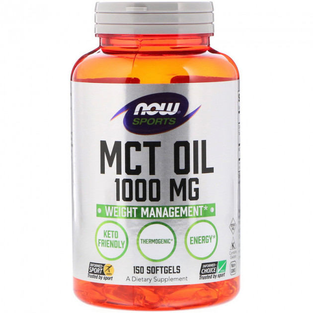 Масло МСТ для схуднення, MCT Oil, Now Foods, Sports, 1000 мг, 150 капсул