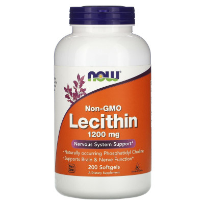 Лецитин, Lecithin, Now Foods, 1200 мг, 200 гелевих капсул