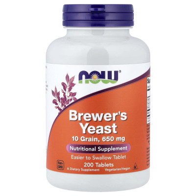 Пивні дріжджі, Brewer's Yeast, Now Foods, 650 мг, 200 таблеток