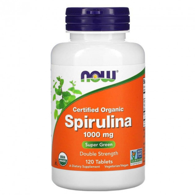 Спіруліна сертифікована органічна, Spirulina, Now Foods, 1000 мг, 120 таблеток