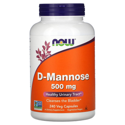 D-манноза, D-Mannose, Now Foods, 500 мг, 240 вегетаріанських капсул
