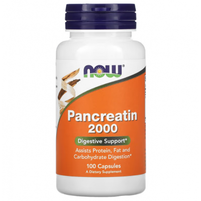 Панкреатин, Pancreatin 2000, Now Foods, 200 мг, 100 капсул