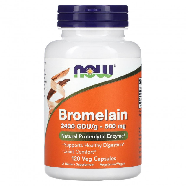 Бромелайн, Bromelain, NOW Foods, 500 мг, 120 вегетаріанських капсул