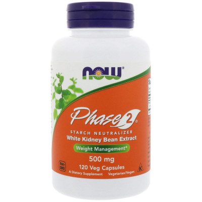 Нейтралізатор крохмалю, фаза 2, Phase 2, Starch Neutralizer, Now Foods, біла квасоля, 500 мг, 120 вегетаріанських капсул
