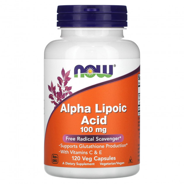 Альфа-ліпоєва кислота, Alpha Lipoic Acid, Now Foods, 100 мг, 120 вегетаріанських капсул