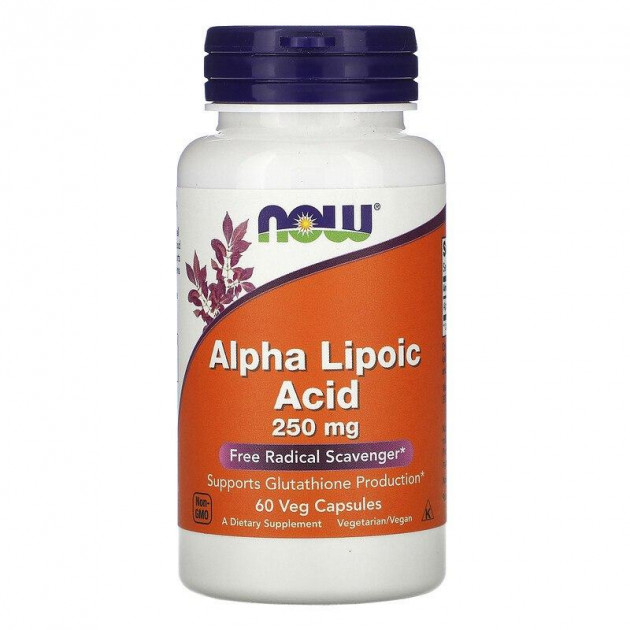Альфа-ліпоєва кислота, Alpha Lipoic Acid, Now Foods, 250 мг, 60 капсул