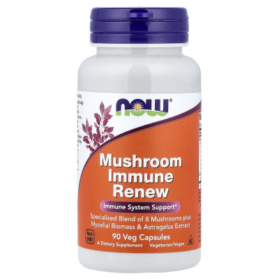 Грибний комплекс для підтримки імунітету, Mushroom Immune Renew, Now Foods, 90 вегетаріанських капсул