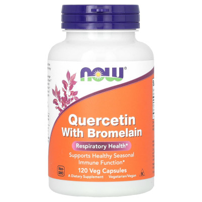 Кверцетин та бромелайн, Quercetin Bromelain, NOW Foods, 120 рослинних капсул