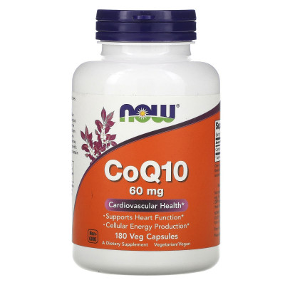 Коензим Q10, CoQ10, Now Foods, 60 мг, 180 вегетаріанських капсул