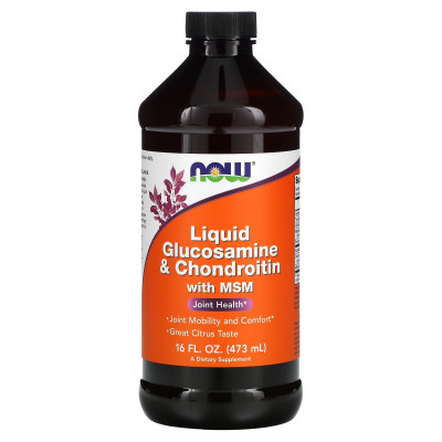 Глюкозамін та хондроїтин з МСМ, Glucosamine & Chondroitin with MSM, Now Foods, рідкий, 473 мл