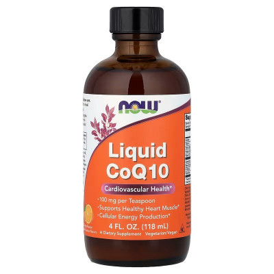 Коензим Q10, Liquid CoQ10, NOW Foods, рідкий, апельсиновий смак, 100 мг, 118 мл