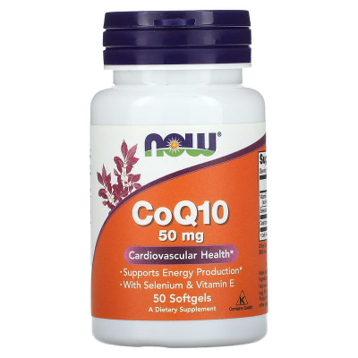 Коензим Q10 з селеном та вітаміном Е, CoQ10, Now Foods, 50 мг, 50 гелевих капсул