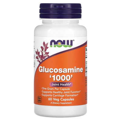 Глюкозамін, Glucosamine, Now Foods, 1000 мг, 60 рослинних капсул