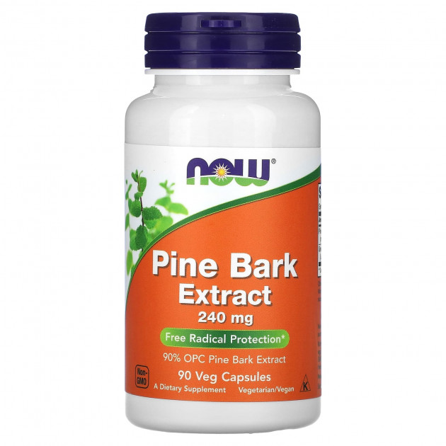 Екстракт соснової кори, Pine Bark, NOW Foods, 240 мг, 90 вегетаріанських капсул