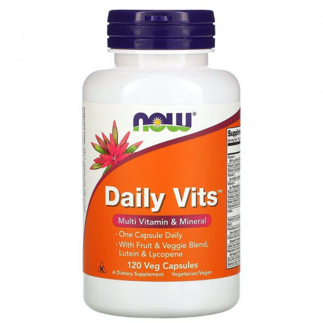 Мультивітаміни та мінерали, Daily Vits, Now Foods, 1 на день, 120 вегетаріанських капсул