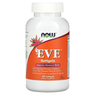 Вітаміни для жінок, EVE Women's Multi, Now Foods, чудовий комплекс, 180 гелевих капсул