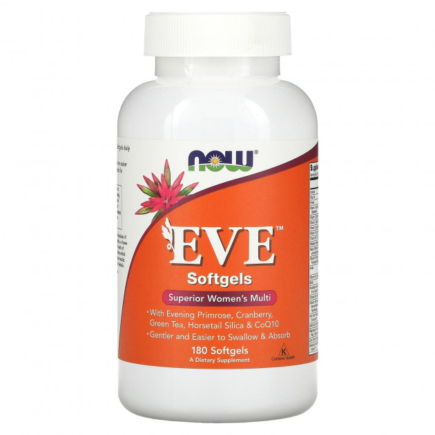 Вітаміни для жінок, EVE Women's Multi, Now Foods, чудовий комплекс, 180 гелевих капсул