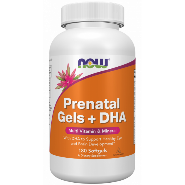 Вітаміни для вагітних з риб'ячим жиром, Prenatal Gels + DHA, Now Foods, 180 гелевих капсул