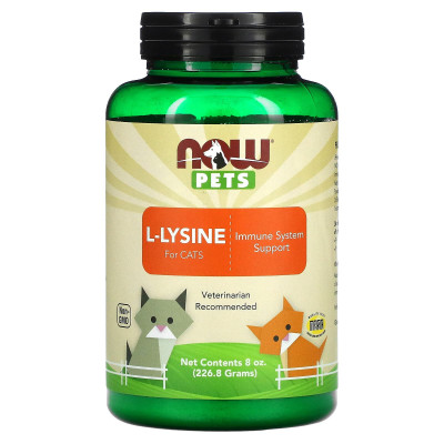 L-лізин для кішок, L-Lysine for Cats, Now Foods, Pets, 226,8 г